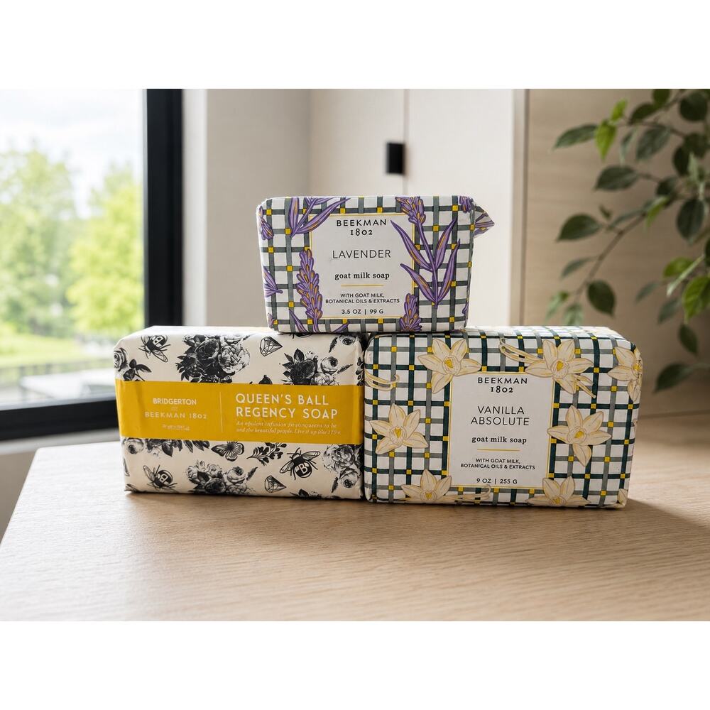 $45 New Beekman 1802 Goat Milk Soap Bundle Lavender Vanilla Bridgerton Queen’s